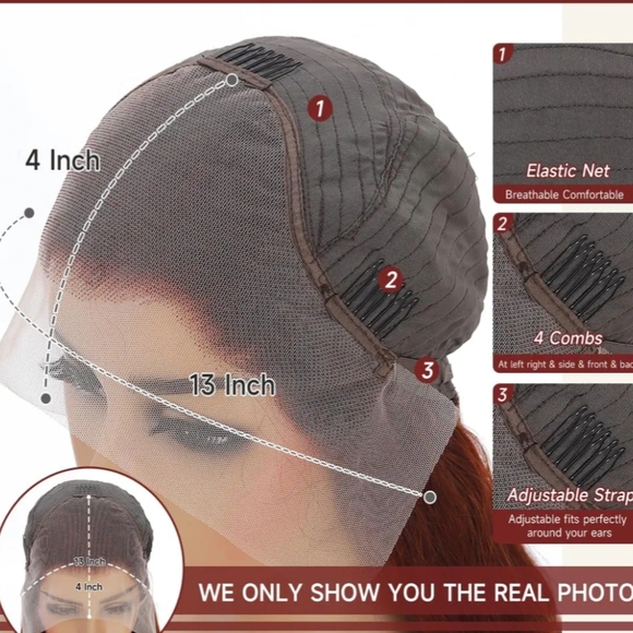 Reddish Brown Lace Front Wigs 28 Inch Pre-Plucked 200% Density Body Wave HD Lace - Picture 6 of 7